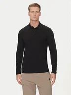 Koszulki męskie - BOSS Polo Plisy 50536609 Czarny Regular Fit - miniaturka - grafika 1