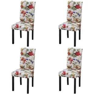 vidaXL Krzesła do jadalni 4 szt Floral Design Drewniana rama - Krzesła - miniaturka - grafika 1