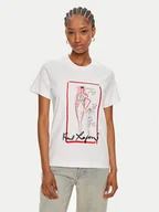 Koszulki i topy damskie - KARL LAGERFELD T-Shirt 245W1713 Biały Regular Fit - miniaturka - grafika 1