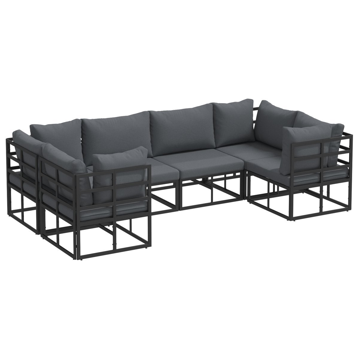 vidaXL Zestaw Sof na Ogród 6 pcs Czarny Aluminium