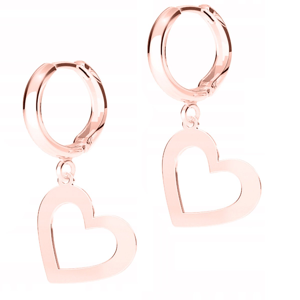 Kolczyki Pozłacane Serca Serduszka Blaszki z Dziurawe Serce Love SREBRO 925