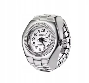 Sygnet Pierścień z zegarkiem Zegarek Biały prezent streetwear - Pierścionki - miniaturka - grafika 1