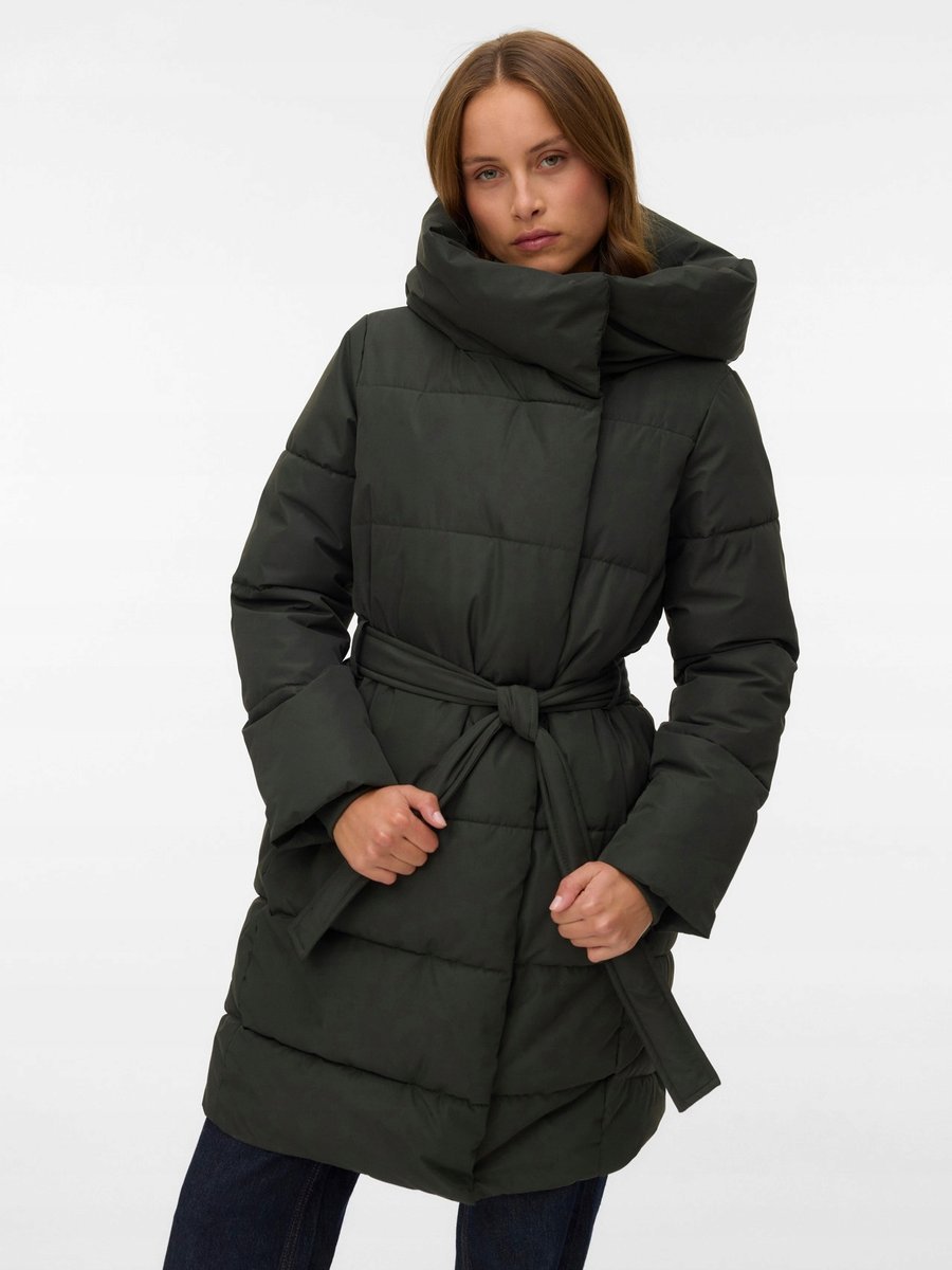 VERO MODA KHAKI PŁASZCZ PIKOWANY Z PASKIEM I KAPTUREM XXL S 6FA