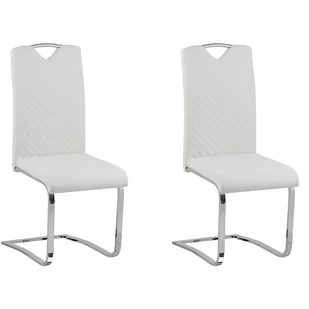 Beliani Zestaw 2 krzeseł do jadalni ekoskóra biały PICKNES - Krzesła - miniaturka - grafika 1