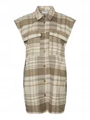 Bluzki damskie - Noisy May Kamizelka W Kratę Z Guzikami Beżowa Klasyka M K1A - miniaturka - grafika 1