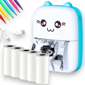 Drukarki kart i etykiet - Drukuś Mini Drukarka Termiczna Oryginalny Do Zdjęć + 6 Rolek + Markery - miniaturka - grafika 1