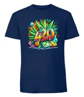 Koszulki męskie - Męska koszulka z nadrukiem - 420 - Granatowy 4XL - miniaturka - grafika 1