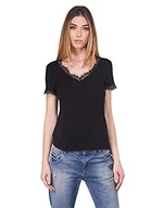 Koszulki i topy damskie - Morgan damska koszulka Manches Courtes Col V Dentelle Dminol T-shirt - miniaturka - grafika 1