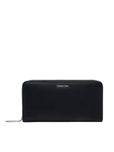 Calvin Klein Duży Portfel Damski Ck Must Large Zip Around Wallet K60K606698 Czarny - Portfele - miniaturka - grafika 1