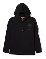 Swetry męskie - ALPHA INDUSTRIES Patch Hoody Lf Sweter męski, 03-czarny, XXL - miniaturka - grafika 1