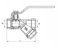 Zawory i kraniki - Diamond kurek kulowy DN 15 z filtrem skośnym i dławikiem ART.17 D-15 - miniaturka - grafika 1