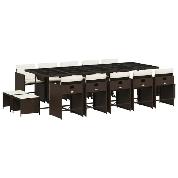 Zestaw mebli ogrodowych rattan PE, brązowy, 275x106x73 cm