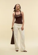 Koszulki i topy damskie - Stradivarius Koszulka bokserka Yellowstone Brązowy L - miniaturka - grafika 1