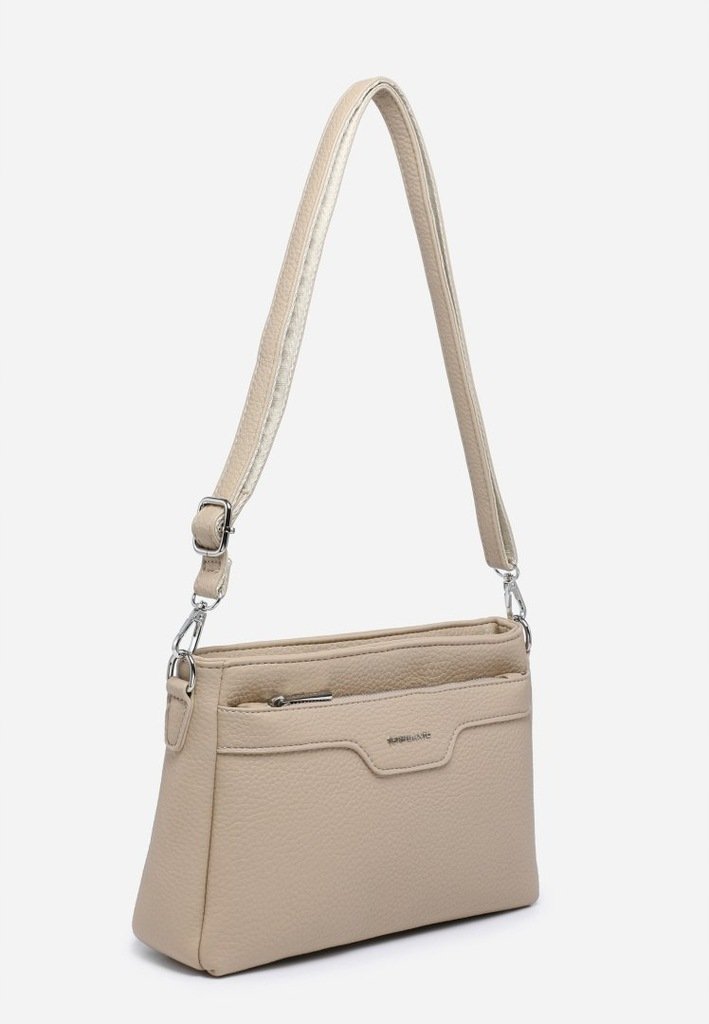 Elegancka Stylowa Listonoszka Torebka Damska Beżowa LUIGISANTO Na Ramię