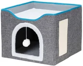 Legowiska dla kotów - Legowisko dla kota z zabawką i drapakiem 42x41x34 cm koci domek, posłanie szare UNIWERSALNY - miniaturka - grafika 1