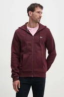 Bluzy męskie - Lacoste bluza męska kolor bordowy z kapturem gładka - miniaturka - grafika 1