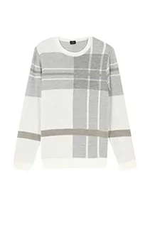 Koszulki męskie - DeFacto Męski sweter z dzianiny z długim rękawem, okrągły dekolt, slim fit dla mężczyzn, topy (Off White, L), Off White, L - grafika 1