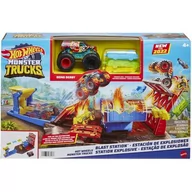 Tory, garaże, parkingi - Mattel Monster Trucks Stacja wybuchowa HFB12 - miniaturka - grafika 1