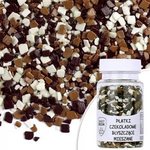 Posypka PŁATKI CZEKOLADOWE błyszczące mieszane Sweet Decor, 60 g - Dodatki do ciast w proszku - miniaturka - grafika 1