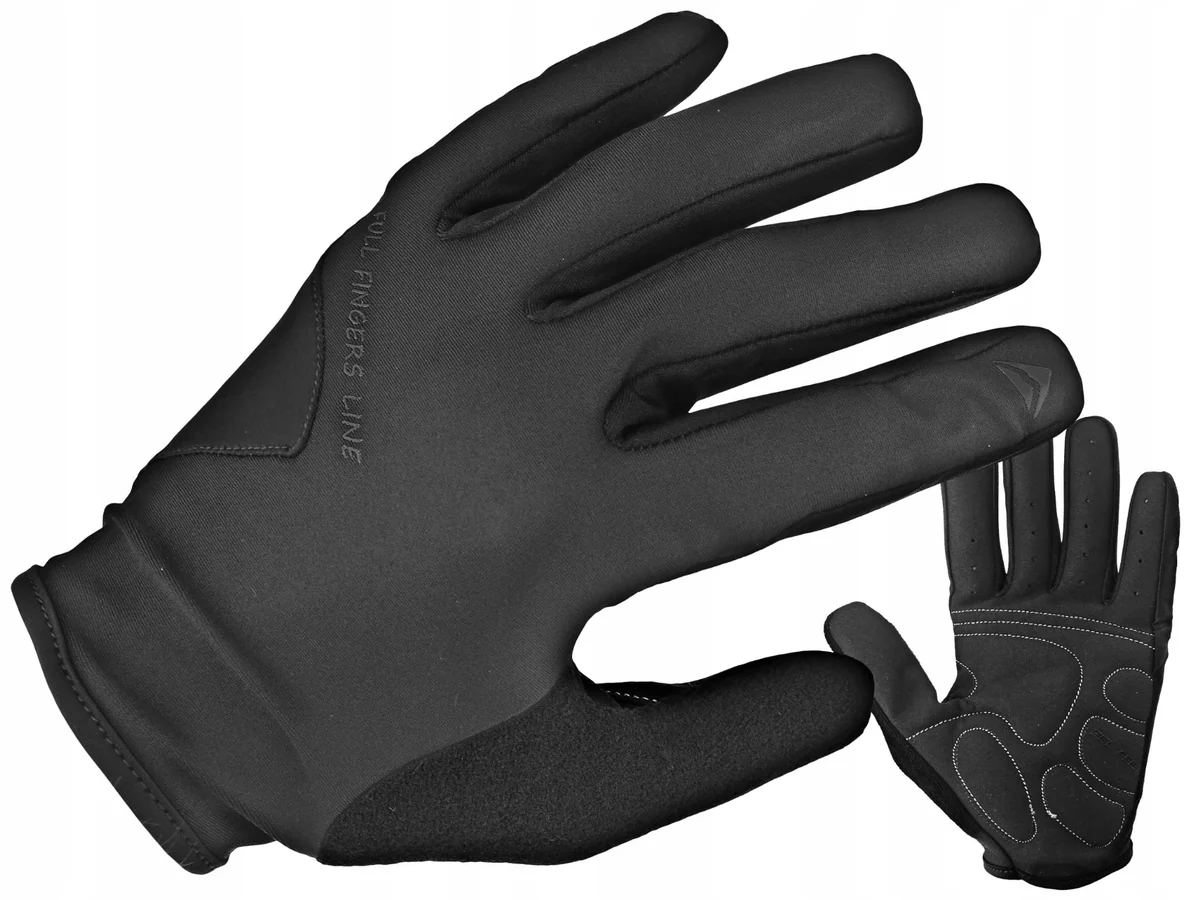RĘKAWICZKI ROWEROWE MERIDA FULL FINGER LINE ŻELOWE CZARNE / XS