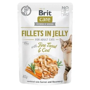 Brit Care Cat Fillets in Jelly with Fine Trout & Cod 85 g Dorsz i pstrąg - Mokra karma dla kotów - miniaturka - grafika 1