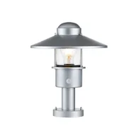 Lampy ogrodowe - Klampenborg latarnia cokołowa srebrna KLAMPENBORG-PED-PIR-SIL Elstead Lighting - miniaturka - grafika 1
