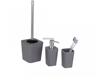 SZCZOTKA DO WC + DOZOWNIK MYDŁA + KUBEK SZARY - Akcesoria łazienkowe - miniaturka - grafika 1