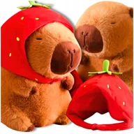 Maskotki i pluszaki - KAPIBARA W CZAPCE TRUSKAWKA PLUSZAK ZABAWKA MASKOTKA PLUSZOWA PRZYTULANKA - miniaturka - grafika 1