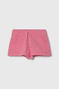 Spodnie i spodenki dla dziewczynek - United Colors of Benetton szorty bawełniane dziecięce kolor różowy gładkie regulowana talia - miniaturka - grafika 1