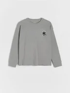 Bluzki dla chłopców - Reserved - Strukturalny longsleeve - ciemnoszary - miniaturka - grafika 1