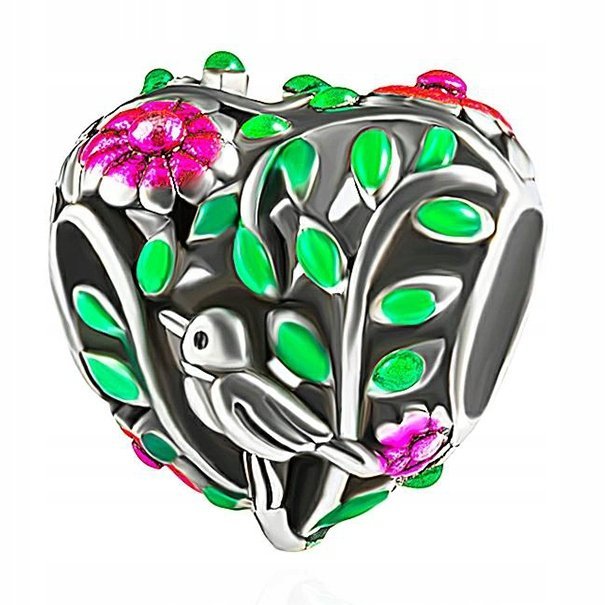 Charms Ptak Ptaszek natura Serce srebro 925