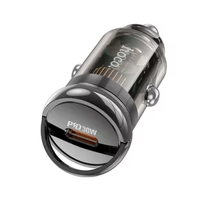 HOCO ładowarka samochodowa Typ C PD30W Z53 SIGHT transparentna czarna - Akcesoria do smartwatchy - miniaturka - grafika 1