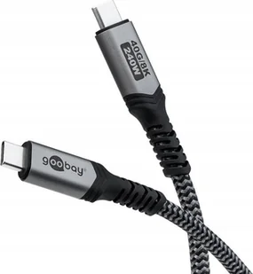 Goobay USB-C™ Cable with Textile Sheath, USB4™, 240 W, 40 Gbit/s, Power Delivery, 0.5 m, Black, Grey Goobay - Kable USB - miniaturka - grafika 1