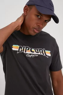 Koszulki męskie - Rip Curl t-shirt bawełniany kolor czarny z nadrukiem - grafika 1