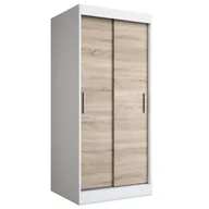 Szafy - Szafa przesuwna MODUO COMFORT 90 biała mat/dąb sonoma gładka - miniaturka - grafika 1