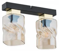 Lampy sufitowe - Lemir Meru plafon na listwie 2 pł. / czarny matowy + złoty + bursztyn O2962 P2 CZA + ZL O2962 P2 CZA + ZL - miniaturka - grafika 1