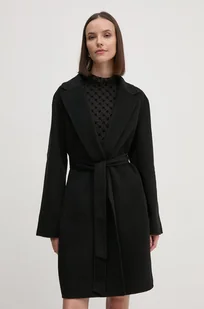 Tommy Hilfiger płaszcz wełniany kolor czarny przejściowy oversize WW0WW43603 - Płaszcze damskie - miniaturka - grafika 1