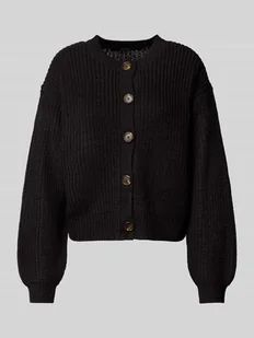 Kurtka z dzianiny o kroju relaxed fit z jednorzędową listwą guzikową model ‘LEA’ - Swetry damskie - miniaturka - grafika 1