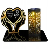 Lampiony i znicze - SOLARNY ZNICZ LED AŻUROWY PODSTAWKA STATUETKA NA CMENTARZ GRÓB DUŻA SERCE - miniaturka - grafika 1