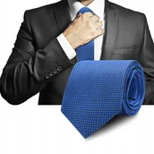 Krawaty i muchy męskie - Elegancki KRAWAT Męski Klasyczny NIEBIESKI Krateczka M.32 Pako Jeans - miniaturka - grafika 1