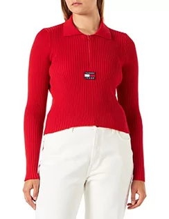 Swetry damskie - Tommy Hilfiger Damskie kardigany Tjw z zamkiem błyskawicznym na całej długości prążkowanej naszywki, głęboki karmazynowy, XL, Głęboki karmazynowy, XL - grafika 1
