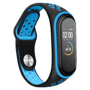 Opaska pasek perforowany do Xiaomi Mi Band 3/4 "Czarno-niebieski" - Akcesoria do smartwatchy - miniaturka - grafika 1