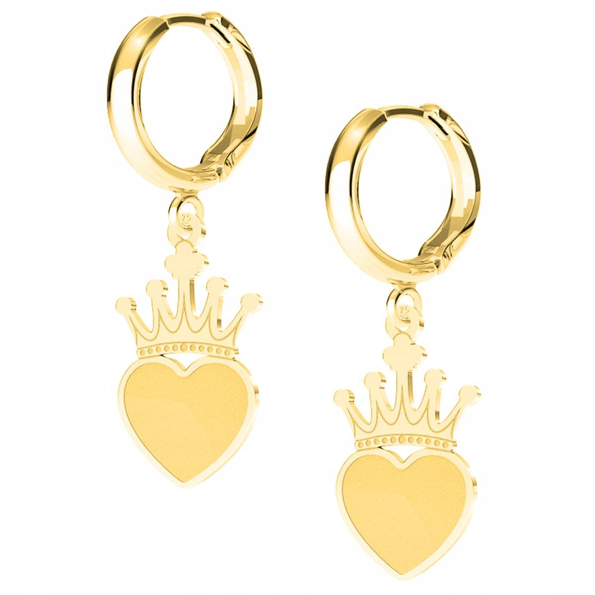 Kolczyki złote Korona Serce Serduszko 925