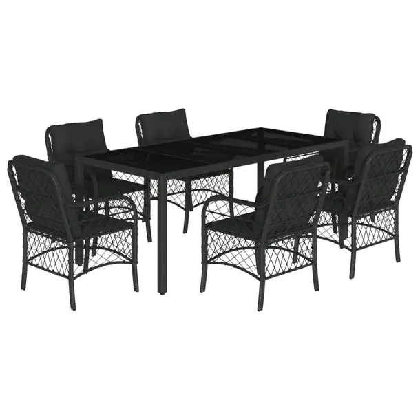 Zestaw Mebli Ogrodowych z Rattanu PE, Stół 190x90x75 cm, Krzesła 58,5x67