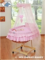 Łóżeczka i kojce - My Sweet Baby Kosz Mojżesza z baldachimem Miś z kokardką różowy 9.9687625361388E-320 - miniaturka - grafika 1