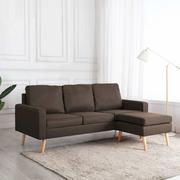 Sofy i kanapy - vidaXL 3-osobowa sofa z podnóżkiem, brązowa, tapicerowana tkaniną - miniaturka - grafika 1