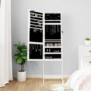 Szafka na biżuterię, z lustrem i LED, wolnostojąca, biała Lumarko! - Szafki łazienkowe - miniaturka - grafika 2