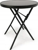 Stoły ogrodowe - kontrast Stół składany okrągły ogród balkon taras TASOS 60 cm czarny - miniaturka - grafika 1