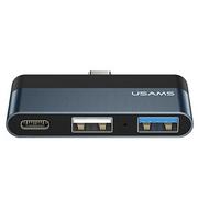 Adaptery i przejściówki - USAMS Adapter HUB USB 2.0/USB 3.0/USB-C szary/grey SJ490HUB01 (US-SJ490) - miniaturka - grafika 1
