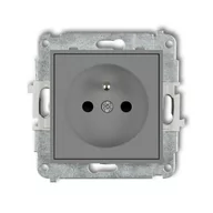 Gniazdka elektryczne - Karlik Gniazdo pojedyncze z uziemieniem szary 27MGP-1zp - miniaturka - grafika 1